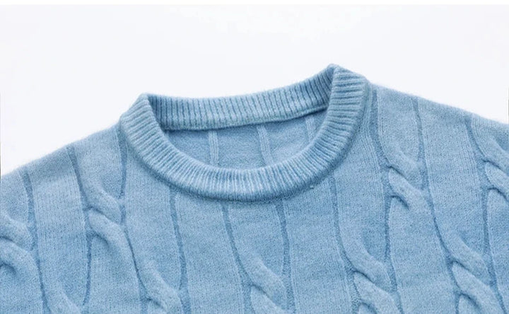 Chunky Twist Knit Pullover Sweater