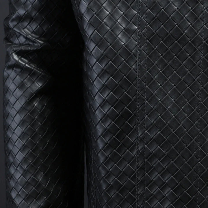 Luxury Woven Faux Leather Coat