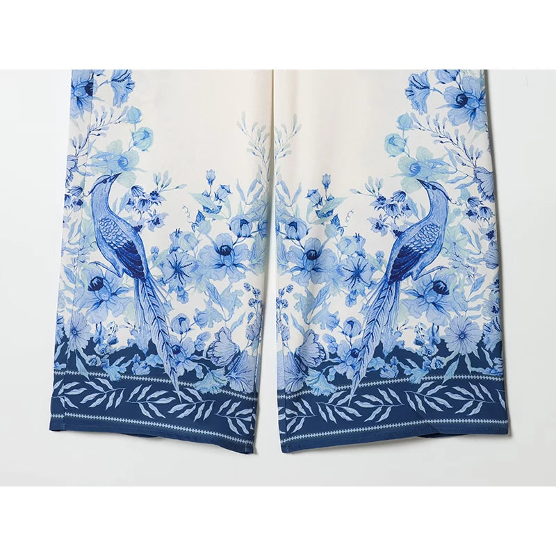 Stylish Floral Printed Wide Leg Pants