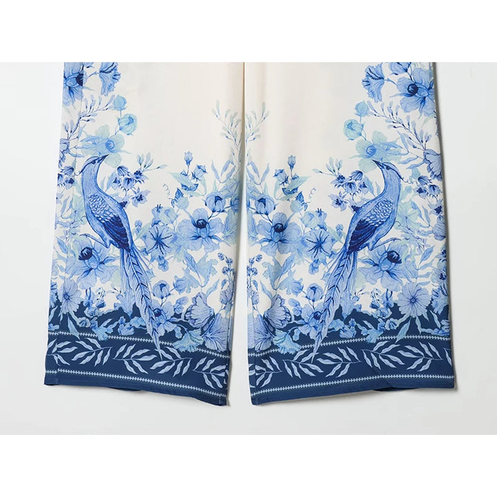 Stylish Floral Printed Wide Leg Pants