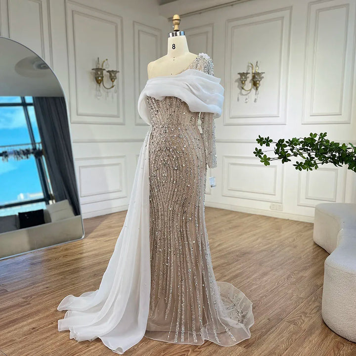 Long Cape Arabic Evening Dress