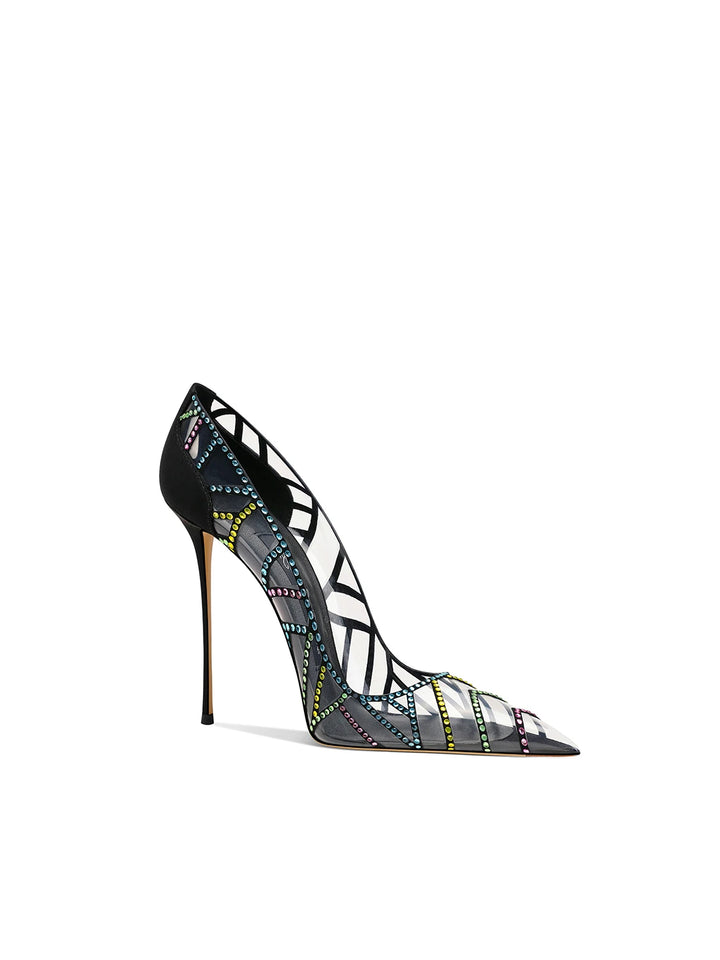 Smart Rhinestone Leather Heels