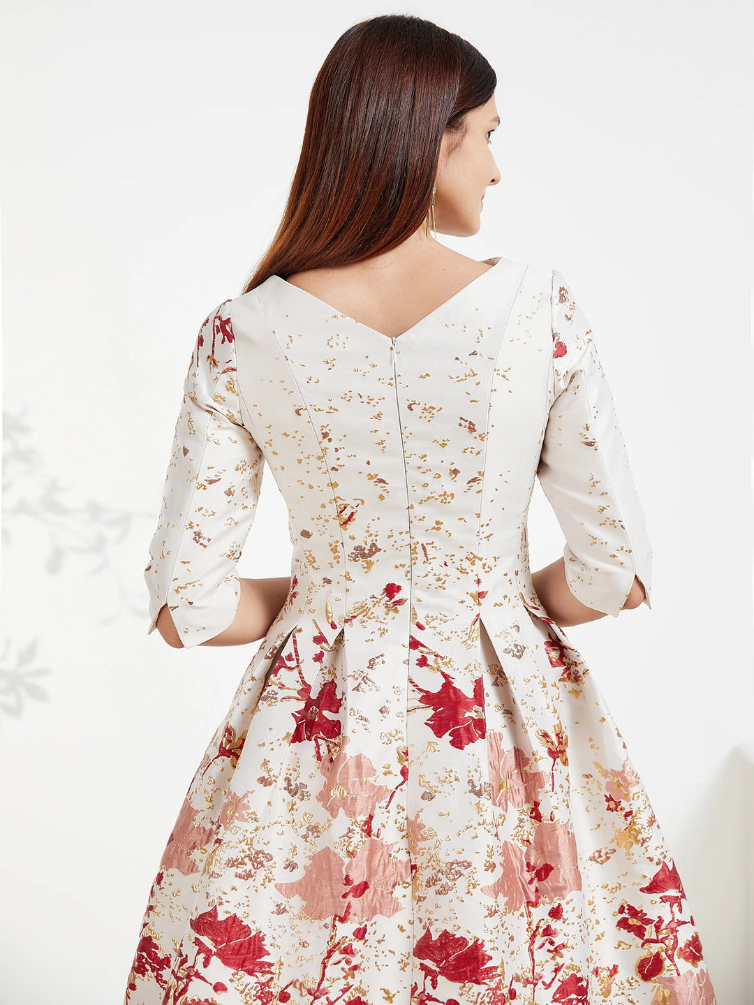 Gorgeous Floral Jacquard Formal Dress