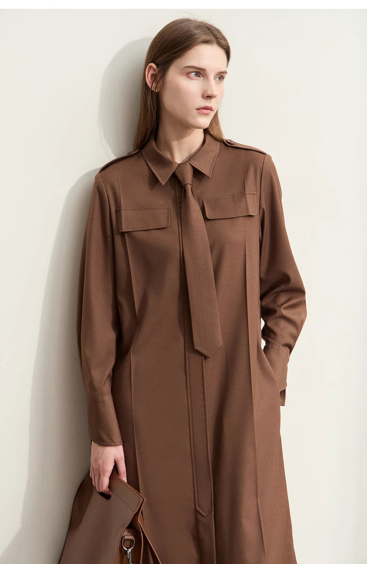 Belt Tie Retro Shirt Dress