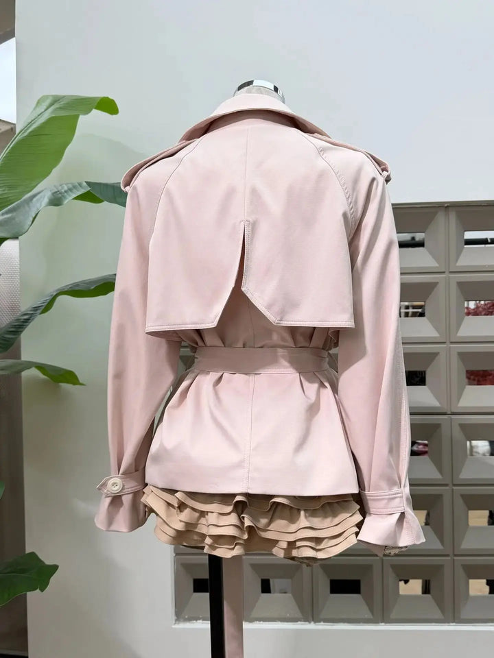 Trendy Lace-Up Cropped Coat