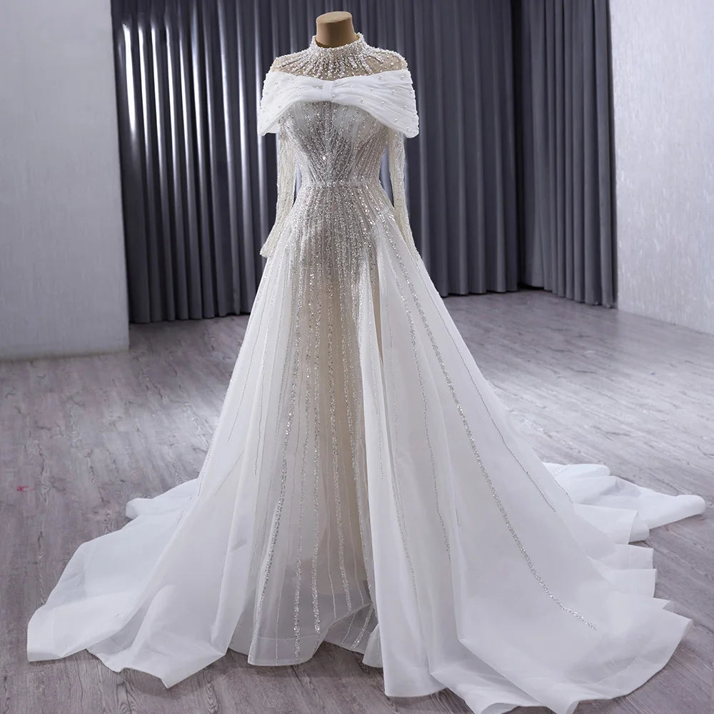 Beautiful Full Sleeves Lace Up Bridal Dress