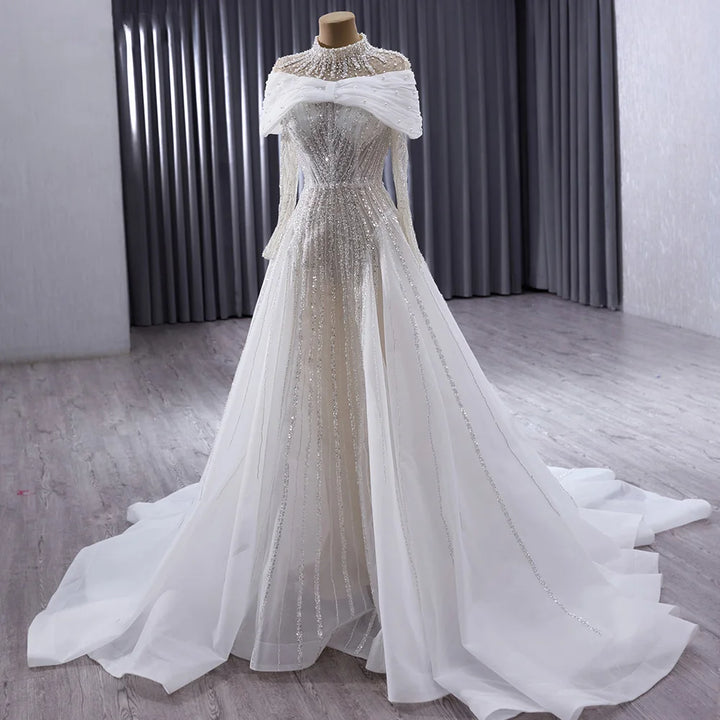 Beautiful Full Sleeves Lace Up Bridal Dress