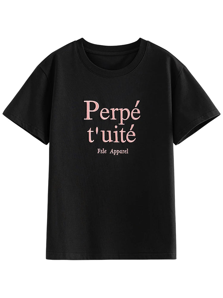 Embroidered Cool Letter Loose Fit T-Shirt