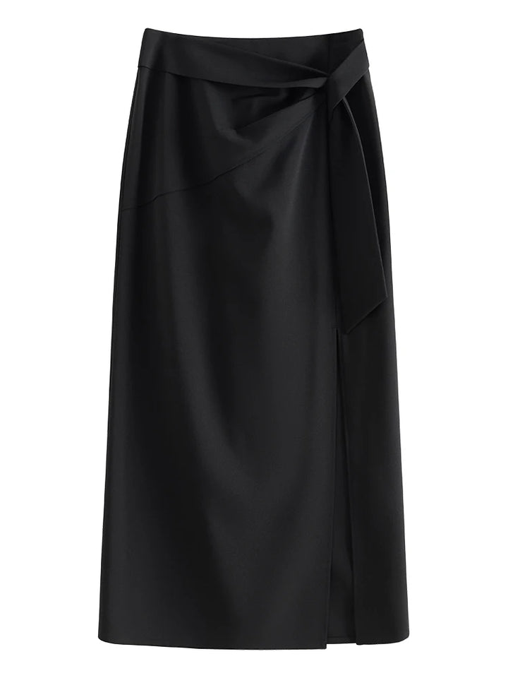 Straight Side Slit High Waist Skirt