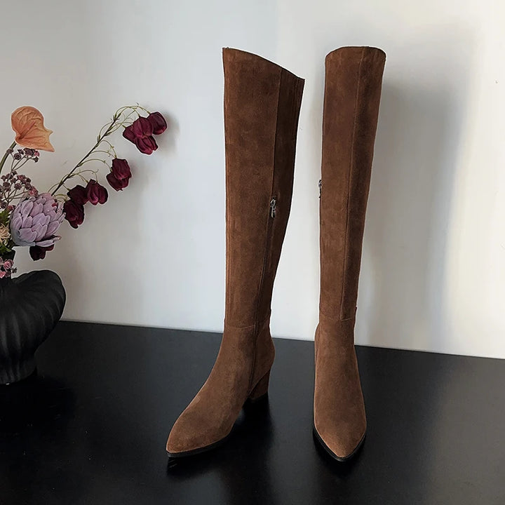 Trendy Side Zip Knee-High Boots