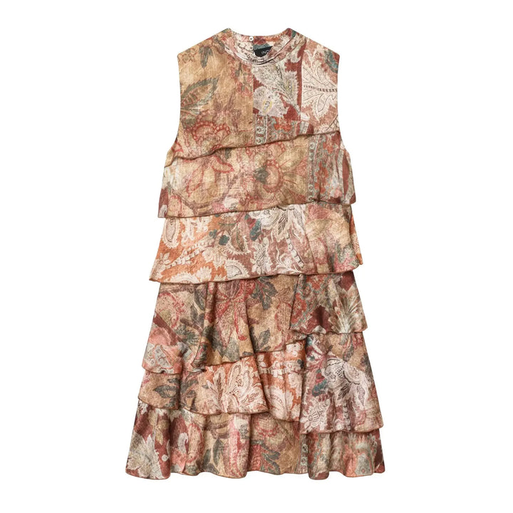 Effortlessly Floral Print Ruffles Layered Dress