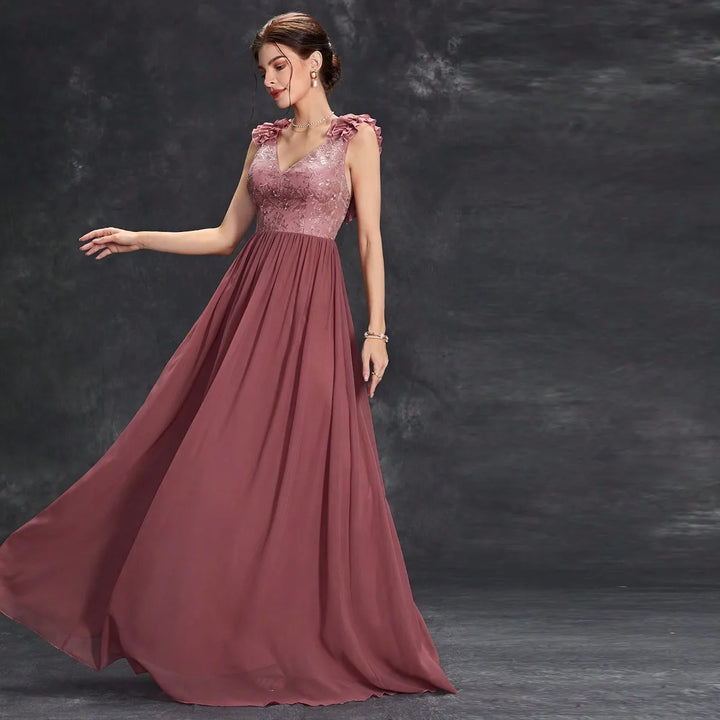 Aesthetic Chiffon Embroidery Formal Dress