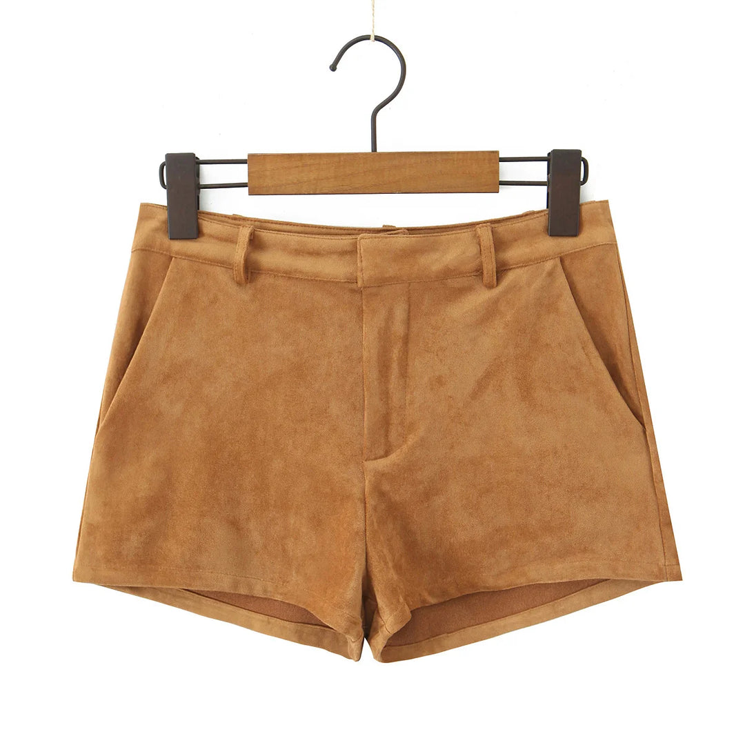 Luxury High Waisted Faux Suede Shorts
