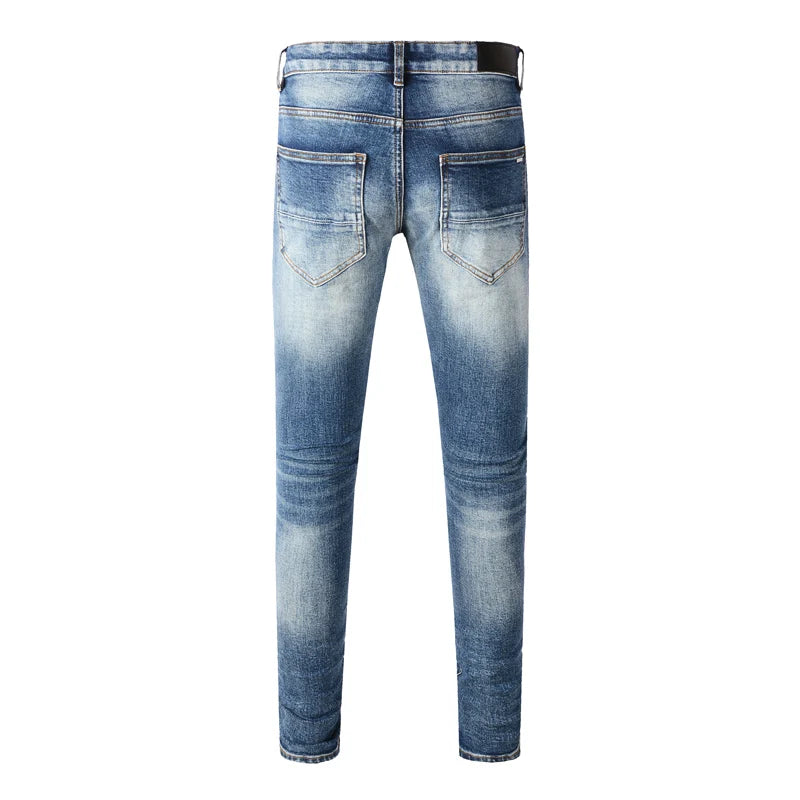 Sleek Patch Detail Slim Denim Jeans Pants