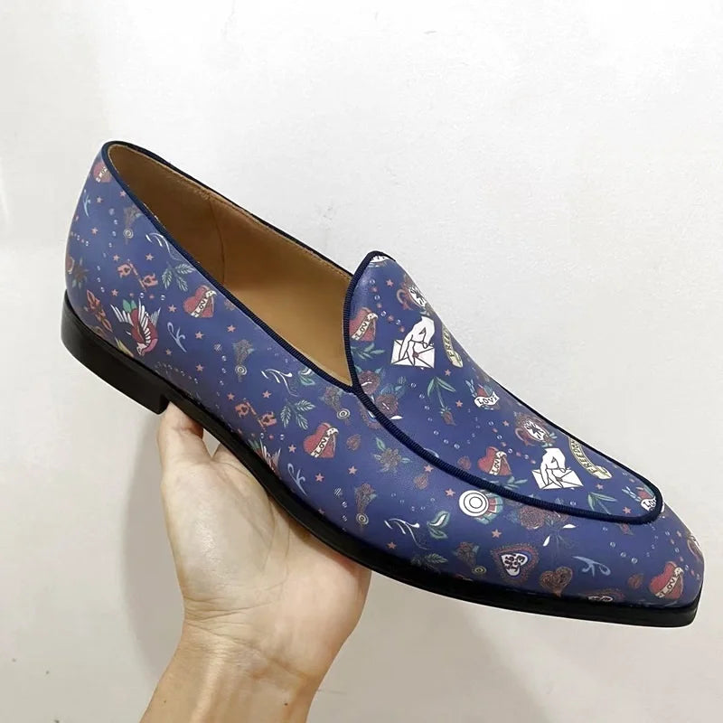 Stylish Printed Fabric Loafers Shoes