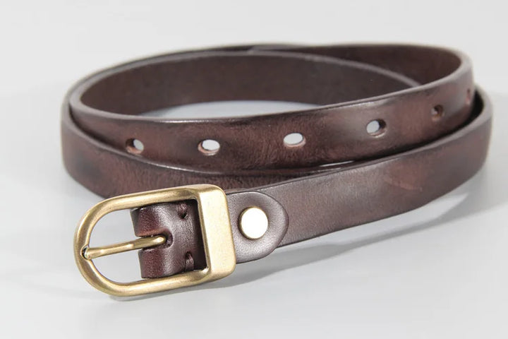 Stylish Cowhide Leather Narrow Belt