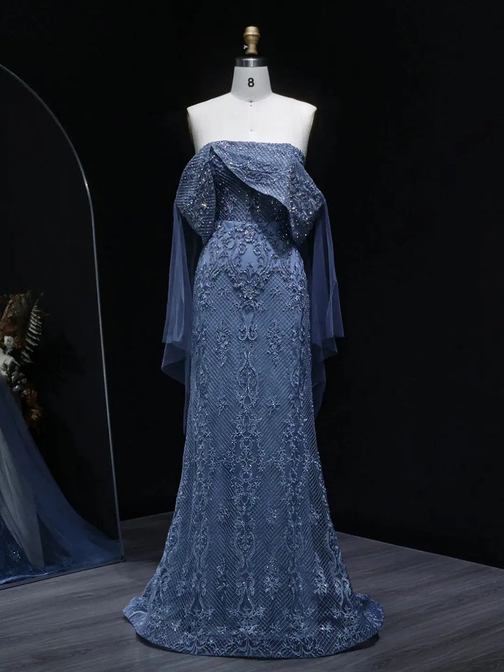 Stunning Off-Shoulder Arabic Evening Gown