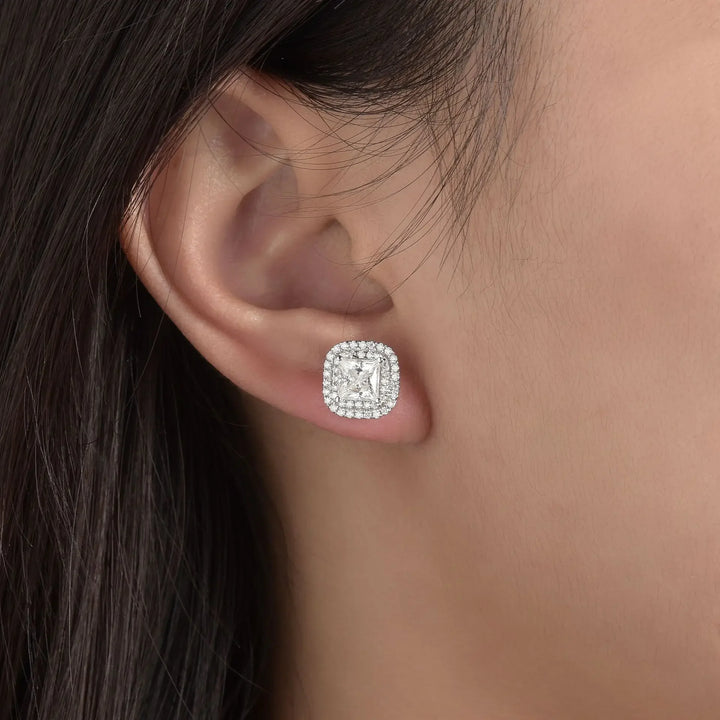 Beautiful Moissanite Square Stud Earrings