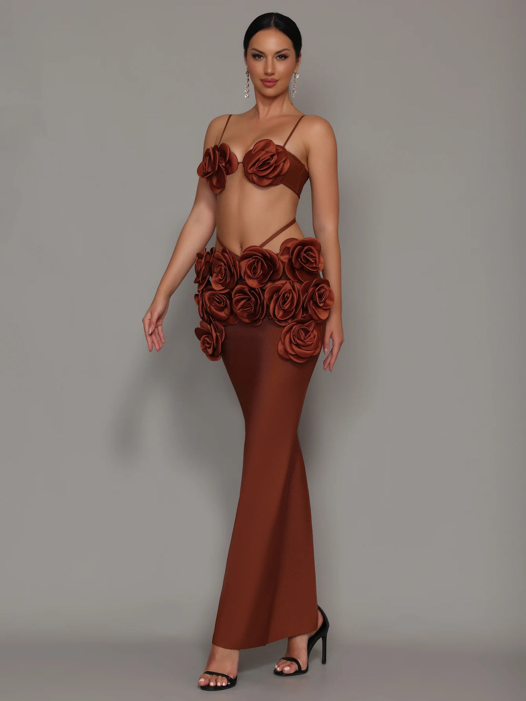 Floral Celebrity Style Two Piece Maxi Dress