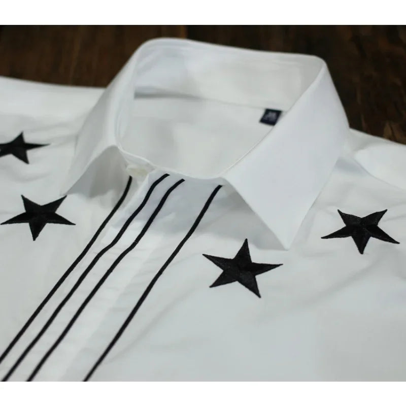 Slim Fit Vertical Line Cotton Shirt