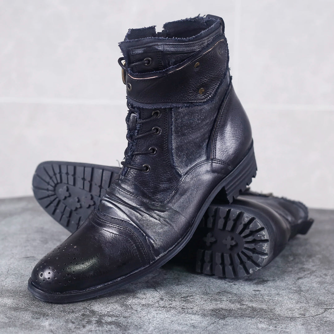 Trendy Cowhide Leather Pointed Toe Chelsea Boots