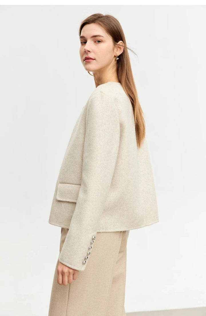 Trendy Crewneck Full Woolen Coat