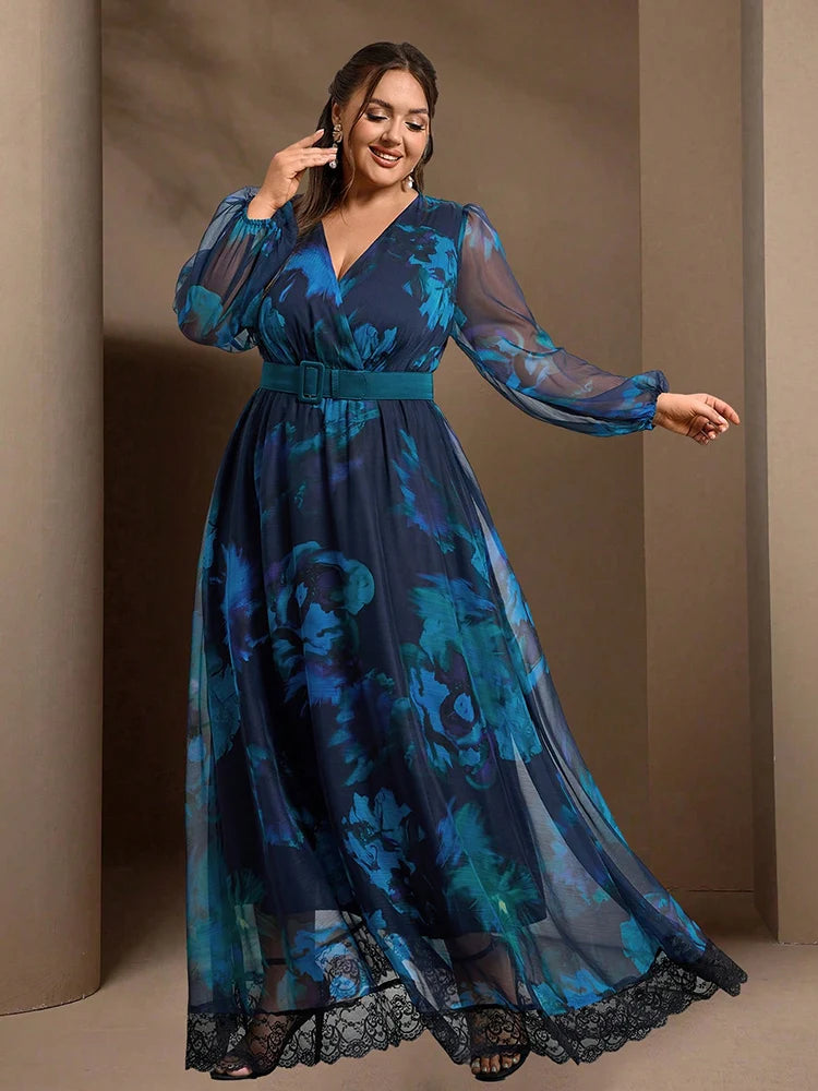Contrast Lantern Sleeves Women's Maxi Dress | All For Me Today Contrast Lantern Sleeves Women's Maxi Dress | All For Me Today