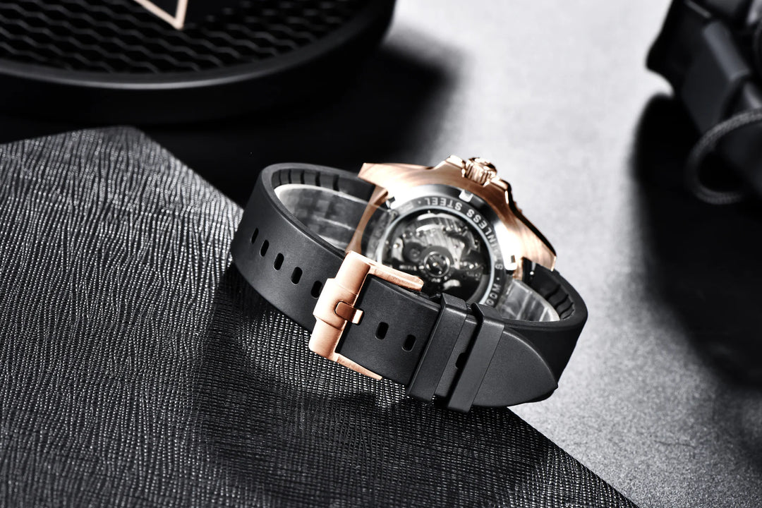 Sporty Stainless Steel Mechanical Wristwatch