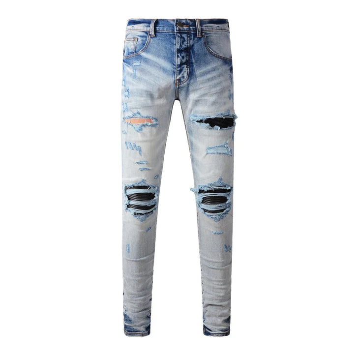 Sleek Patch Detail Slim Denim Jeans Pants