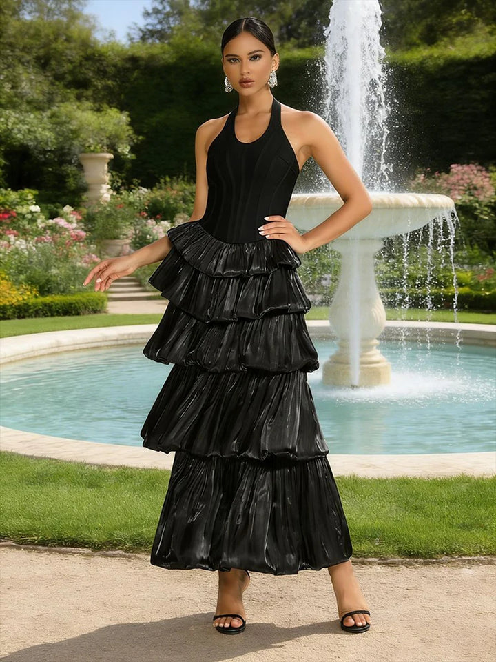 Lovely Tiered Halter Neck Dress