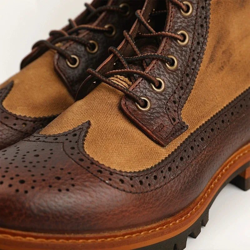 Handcrafted Round Toe Tooling Brogue Shoes