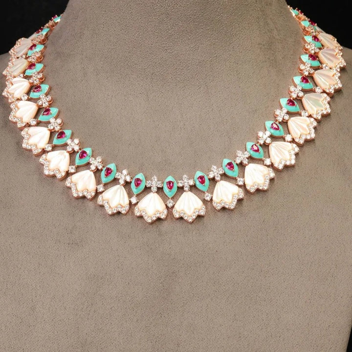 Lab Sapphire Diamond Accents Necklace