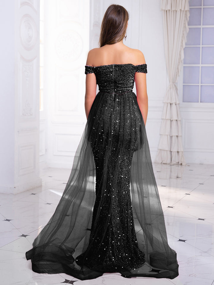 Glamorous Mesh Evening Party Gown
