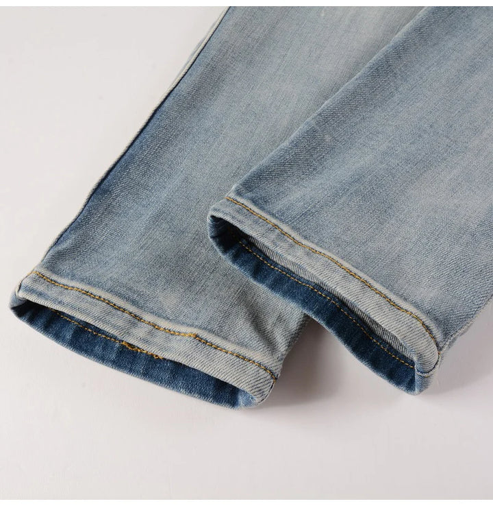 Retro Light Fitted Denim Jeans Pants