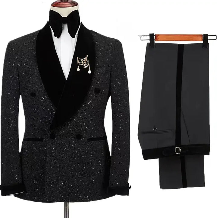 Stunning Velvet Collar 2-Piece Wedding Suit