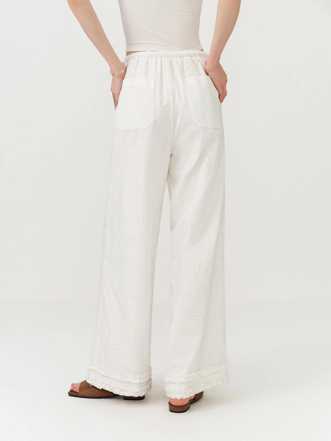 Stunning Wide Leg Cotton Lace Pants