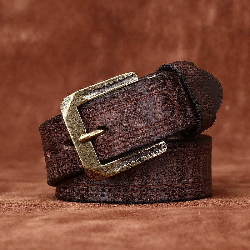 Stylish Frosted Embossed Leather Belt