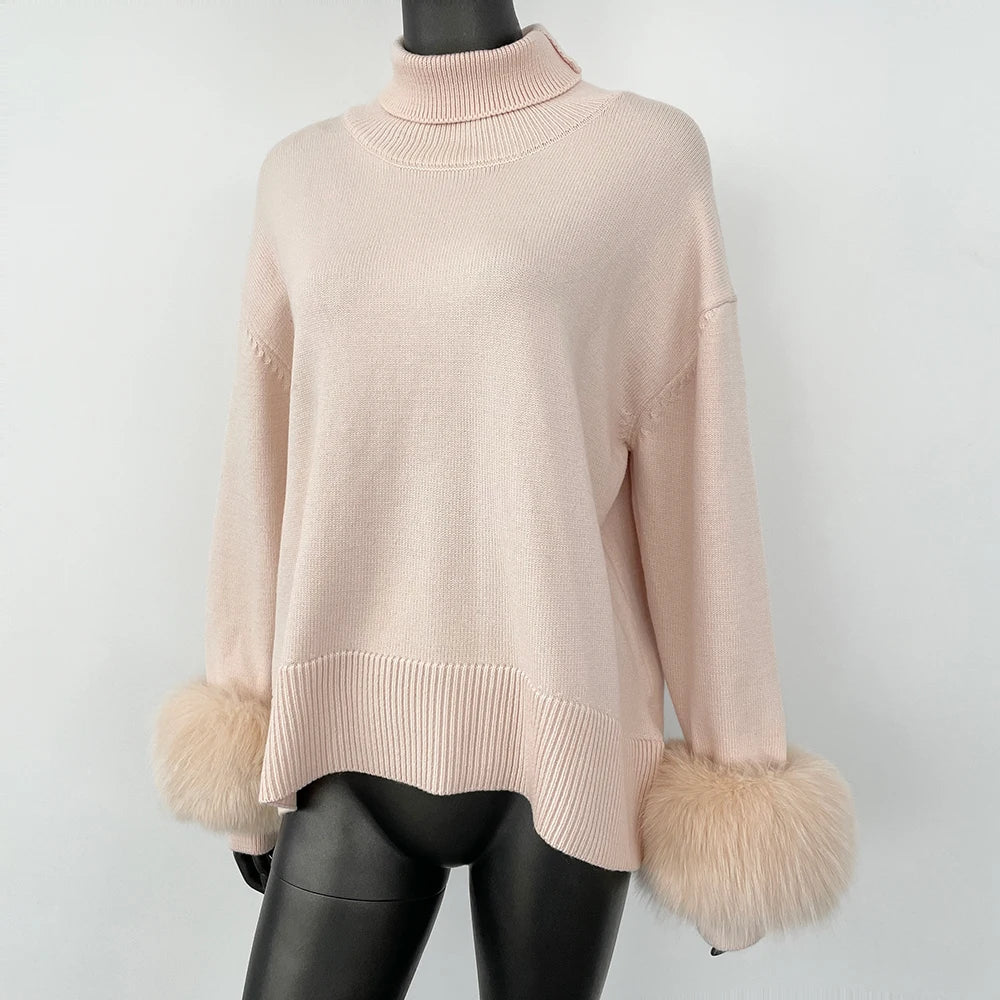 Stylish Standup Collar Loose Knitted Jumper