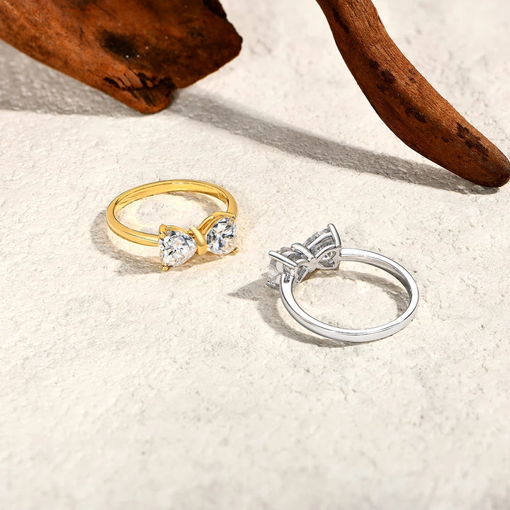 Stunning Heart Bowknot Moissanite Ring