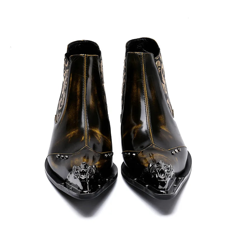 High-End Metal Pointed Toe Boots