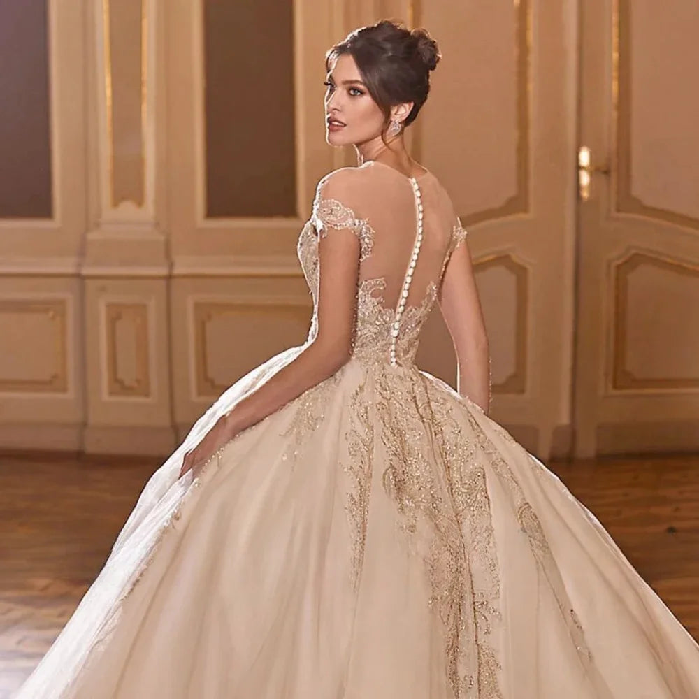 Exquisite Applique Beaded Bridal Gown