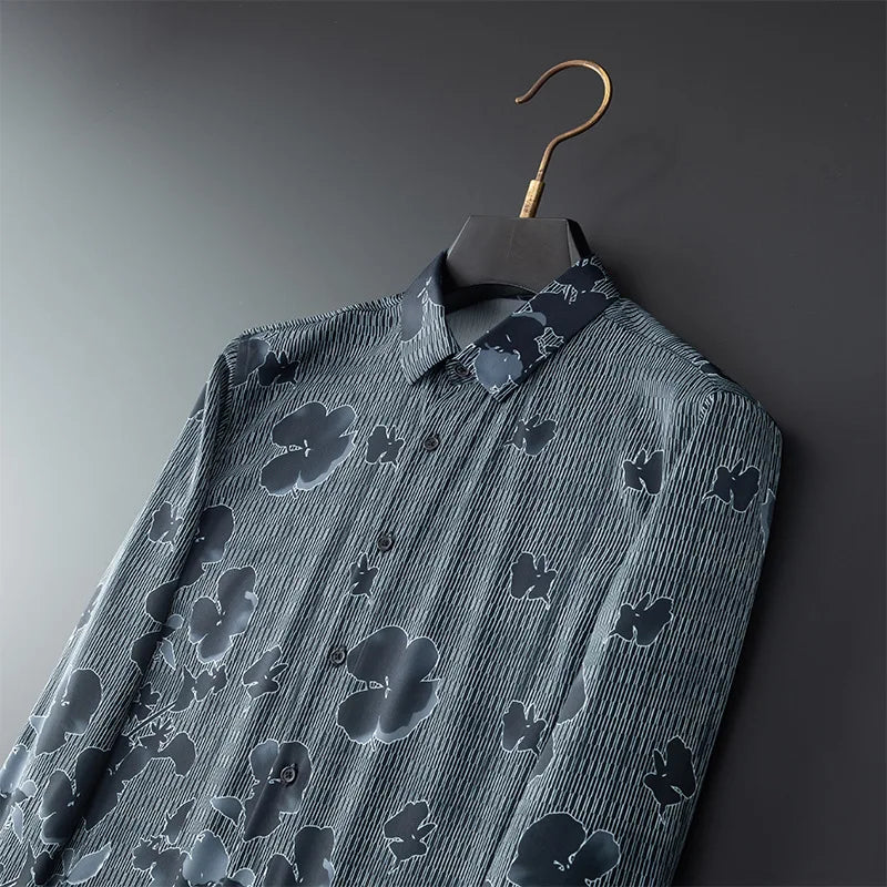 Sophisticated Autumn Flower Dress Shirt