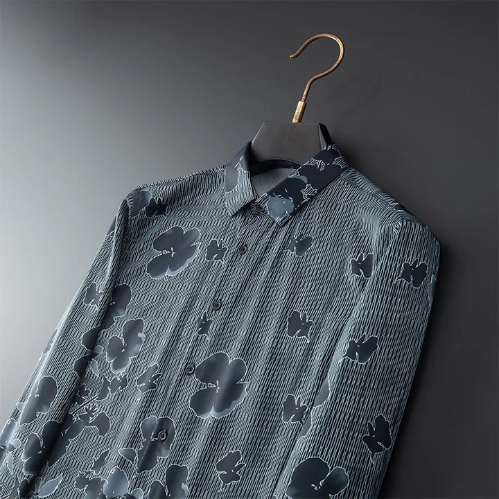 Sophisticated Autumn Flower Dress Shirt