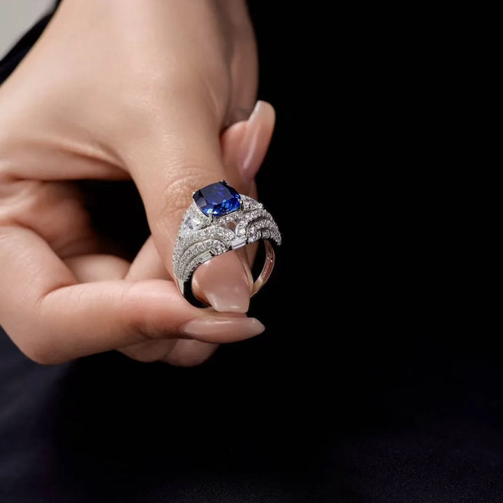 Luxury Sterling Silver Sapphire Ring