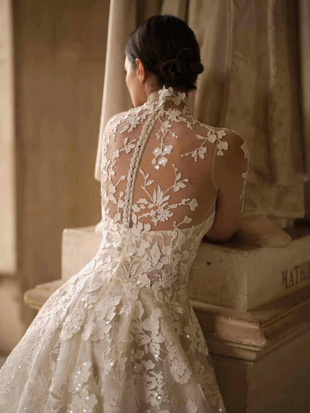 Vintage A-Line Wedding Gown With Detachable Jacket