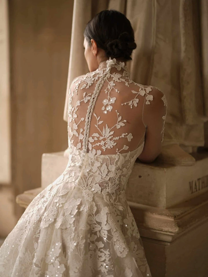 Vintage A-Line Wedding Gown With Detachable Jacket