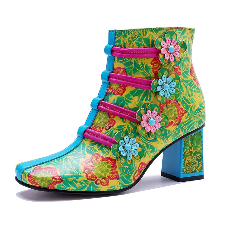 Light Luxury 3D Flowers Short Boots
