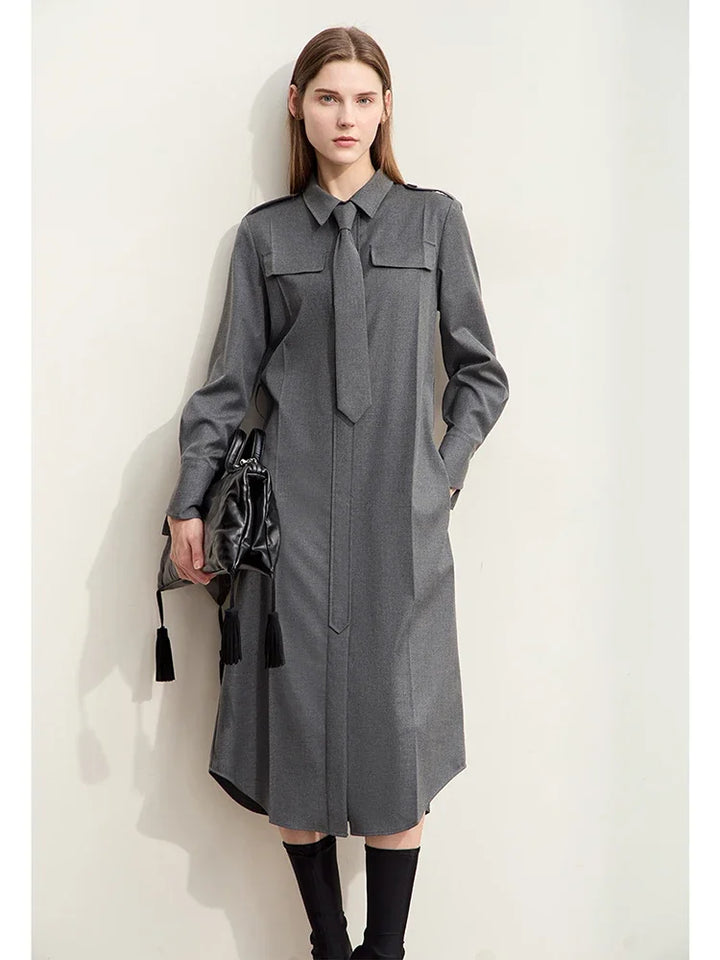 Belt Tie Retro Shirt Dress