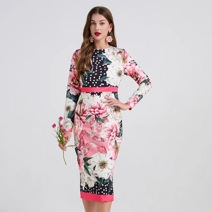 Elegant Polka Dots Pencil Dress