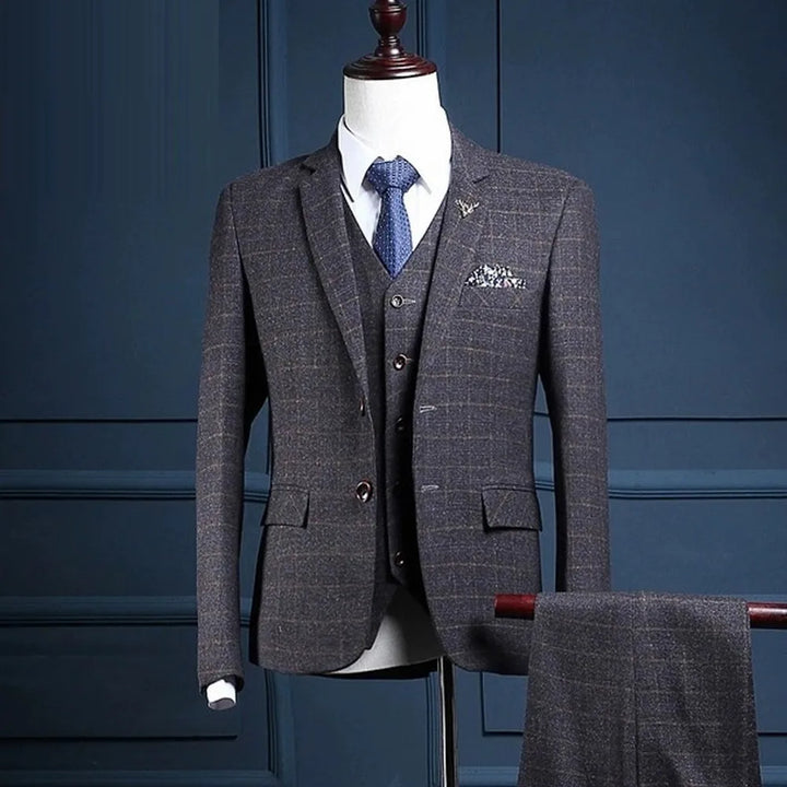 Modern Plaid 3-Piece Men’s Formal Suit